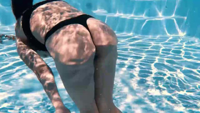 Talented bunny's swimming pool teen (18+) action
