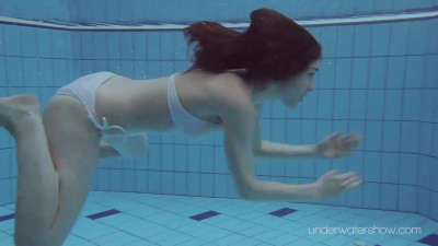 Solo female porn with alluring lady-love from Underwater Show